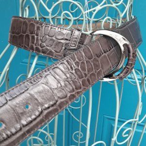 Genuine Leather Belt Alligator Embossed Wide Womens Real Patten Leather Belt M